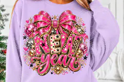 New Year Pink Bow, Leopard & Disco Ball Glam Party PNG Product Image 5
