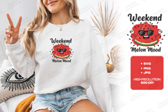 Weekend Melon Mood Watermelon Tshirt Design Funny Cute Product Image 2