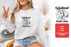 Weekend Chaos Crew Dog Tshirt Design Funny Party Doodle Product Image 2