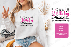 Princess Birthday Month Tshirt Design Script Typography Art Product Image 2