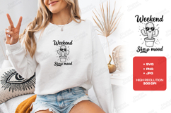 Weekend Sharp Mood Cactus Tshirt Design Funny Doodle Product Image 2