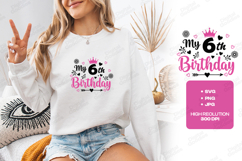 My 6th Birthday Month Tshirt Design Script Typography Art Product Image 2