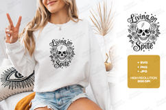 Living On Spite Skull Floral Shirt Design Product Image 2