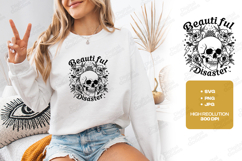 Beautiful Disaster Skull Floral Shirt Design Product Image 2