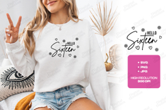 Hello Sixteen Birthday Tshirt Design Script Typography Product Image 2