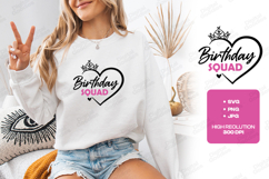 Birthday Squad Tshirt Design Script Typography Art Product Image 2