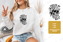 Fueled By Rage Skull Floral Shirt Design Product Image 2