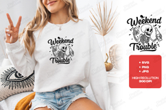 Weekend Trouble Skeleton Tshirt Design Funny Drinking Product Image 2