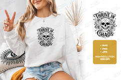 Thrive In Chaos Skull Floral Shirt Design Product Image 2