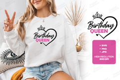 Birthday Queen Tshirt Design Script Typography Art Product Image 2