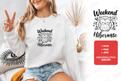 Weekend Hibernate Owl Tshirt Design Cute Sleeping Art Product Image 2