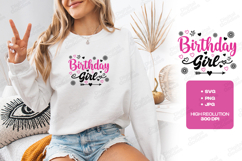 Girl Birthday Month Tshirt Design Script Typography Art Product Image 2