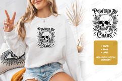 Powered By Chaos Skull Floral Shirt Design Product Image 2