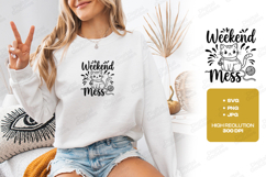 Weekend Mess Cat SVG PNG JPG Cute Kitty Yarn Funny Art Product Image 2
