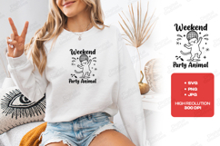 Weekend Party Animal Cat Tshirt Design Funny Doodle Product Image 2