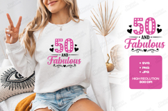 50 Fabulous Birthday Tshirt Design Script Typography Art Product Image 2