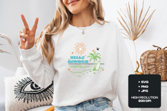 Hello Summer SVG - Retro Surfboard Beach Shore Cut File Product Image 2