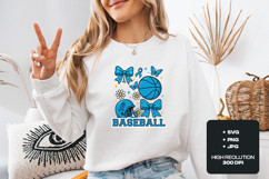 Baseball SVG - Blue Ribbon &amp; Butterfly Doodle Spirit Graphic Product Image 1