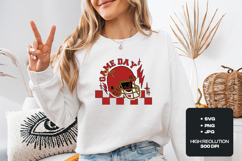 Game Day Football Helmet SVG - Coquette Bow &amp; Checkerboard Product Image 2