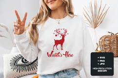 Winter's Here Reindeer SVG - Festive Christmas Holiday Product Image 1