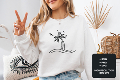 Hello Sunshine Palm Tree SVG - Beach Summer Waves Cut File Product Image 1