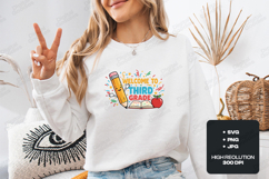 Welcome To Third Grade SVG - Kawaii Pencil and Apple File Product Image 1