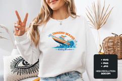 Chasing Waves Catching Sunshine Retro Speedboat Summer PNG Product Image 1