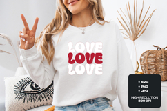 Retro Wavy Love SVG - Groovy Valentine Stacked Quote Art Product Image 2