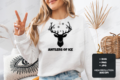 Antlers of Ice Deer SVG, Winter Snowflake Reindeer PNG Product Image 2