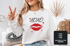 XOXO Valentine Kiss Lips SVG - Romantic Hearts Cut File Product Image 1