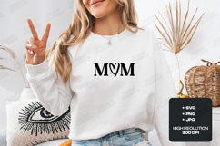 MOM SVG - Minimalist Heart Outline Mother Cut File Product Image 1