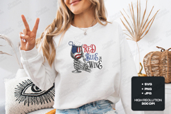 Red White n Wine SVG - Patriotic Skeleton Wine 4th of July Product Image 1
