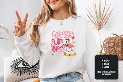 Coconut Sips Flamingo Vibes Retro Beach Summer PNG Product Image 2