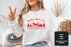 Winter Mode On Dashing Through The Snow Christmas Horse SVG Product Image 2