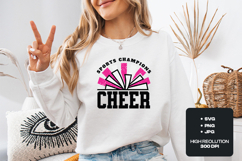 Cheer Sports Champions SVG - Pink Pom Victory Team Graphic Product Image 2