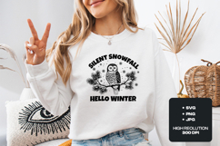 Silent Snowfall Owl Winter SVG - Hello Winter Illustration Product Image 2