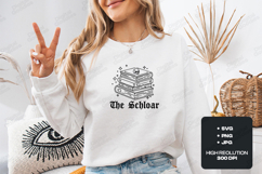 The Scholar SVG - Gothic Book Stack Skull Celestial Cut File Product Image 2