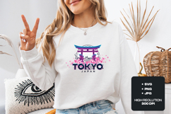 Tokyo Japan SVG - Retro Synthwave Torii Gate &amp; Sakura Art Product Image 2