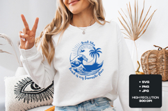 Beach Vibes SVG - Summer Waves &amp; Palm Tree Tropical Cut File Product Image 1