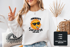 Finally Summer Is Here SVG - Funny Sun with Sunglasses PNG Product Image 2