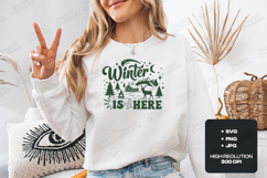 Winter Is Here SVG Christmas Mountain Cabin Deer Cut File Product Image 2