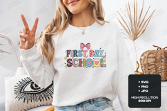 First Day Of School SVG - Patterned Girly Bow Cut File Product Image 2