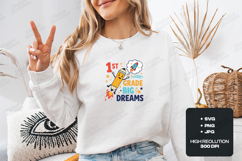 1st Grade Big Dreams SVG - Space Rocket Pencil Cut File Product Image 1