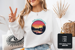Retro Sunset Lake Cabin Logo - Drift and Discover SVG Product Image 2