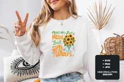 Just Me Who Loves Sunflowers Retro Floral Mason Jar PNG Product Image 1
