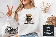 Boss Is Here Teddy Bear SVG - Cool Leather Jacket Bear Art Product Image 1