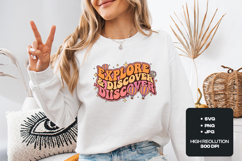 Retro Explore and Discover SVG - Boho Hot Air Balloon PNG Product Image 1