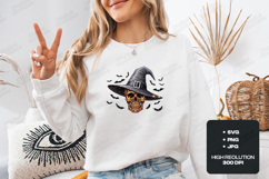 Witchy Skull SVG - Ornate Gold Halloween Witch Hat Cut File Product Image 2