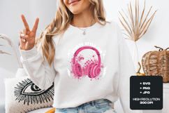 Sports Style Fun SVG - Pink Headphones Splash Spirit Graphic Product Image 1