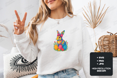 Colorful Watercolor Easter Bunny SVG - Rainbow Rabbit Design Product Image 2